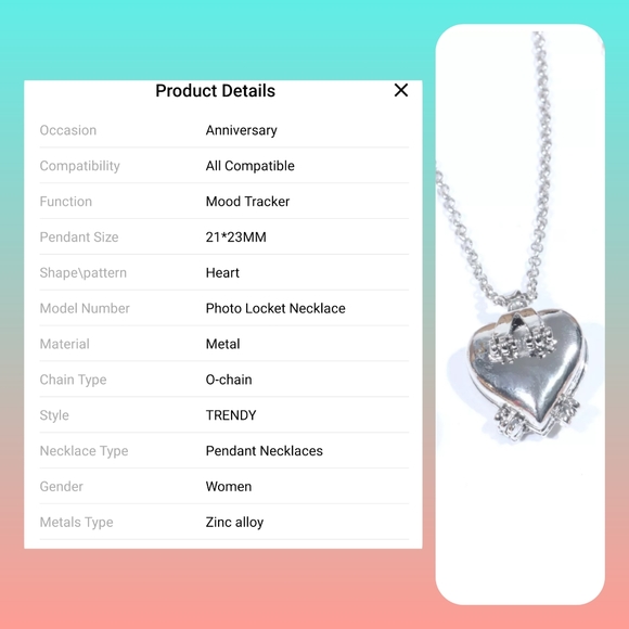 5/$25 brand new silver heart locket necklace heart opens into 4 pic holders - Picture 7 of 11